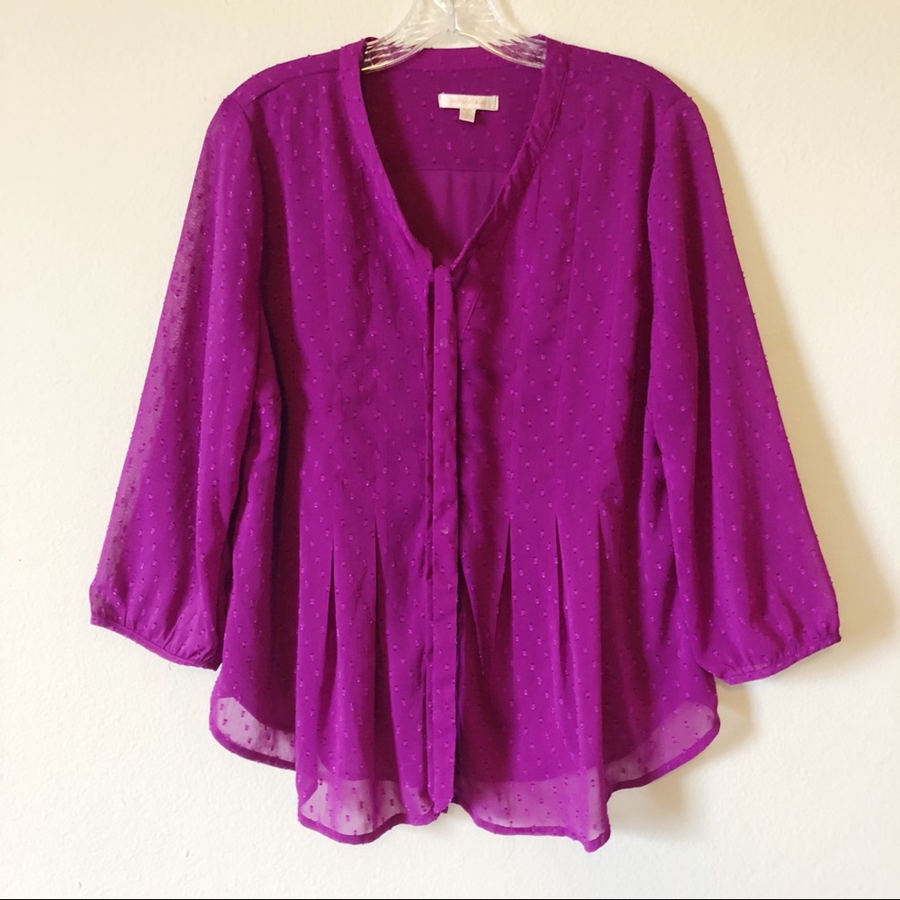Skies Are Blue sf Aguilar tie neck blouse plum